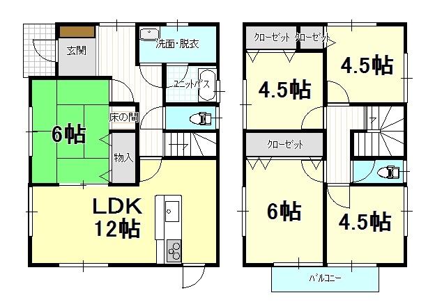 Floor plan. 16.8 million yen, 5LDK, Land area 133.05 sq m , Building area 115 sq m