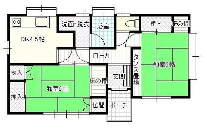Floor plan. 14.8 million yen, 2DK, Land area 105.96 sq m , Building area 53.87 sq m