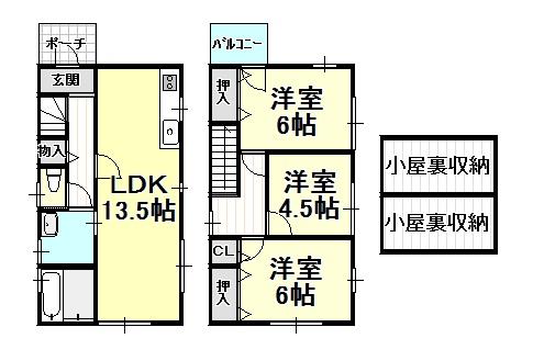 Floor plan. 12.9 million yen, 3LDK, Land area 158.04 sq m , Building area 74.52 sq m