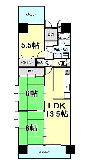 Floor plan. 3LDK, Price 14.5 million yen, Occupied area 70.18 sq m , Balcony area 8.89 sq m