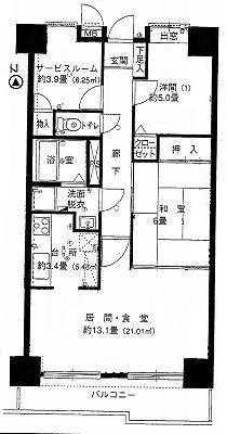 Floor plan. 2LDK + S (storeroom), Price 13.5 million yen, Occupied area 68.41 sq m , Balcony area 8.61 sq m