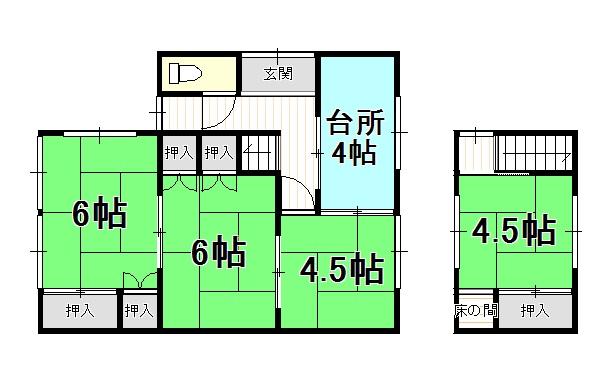 Floor plan. 17.8 million yen, 4K, Land area 85.03 sq m , Building area 59.04 sq m