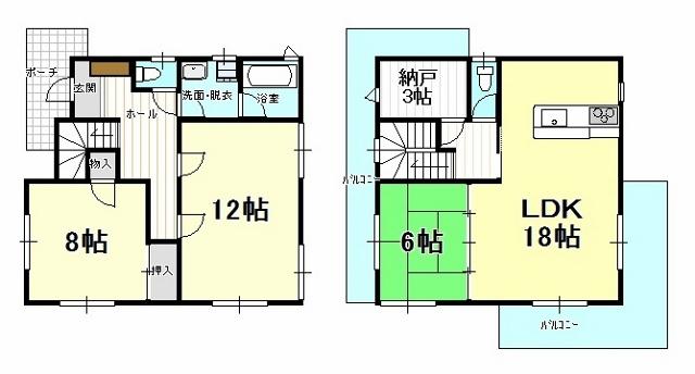Floor plan. 15.9 million yen, 3LDK+S, Land area 138.42 sq m , Building area 108.48 sq m