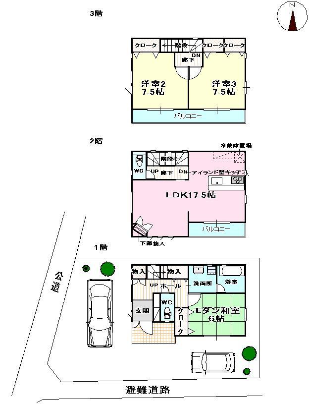 Floor plan. 26,400,000 yen, 3LDK, Land area 101.02 sq m , You can clear some life in the building area 100.18 sq m 3 storey