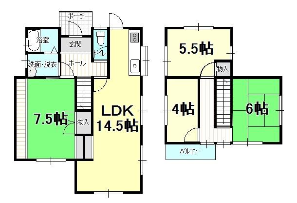 Floor plan. 6.8 million yen, 4LDK, Land area 100.19 sq m , Building area 88.18 sq m