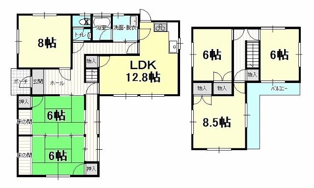 Floor plan. 9 million yen, 6LDK, Land area 188.23 sq m , Building area 119.51 sq m