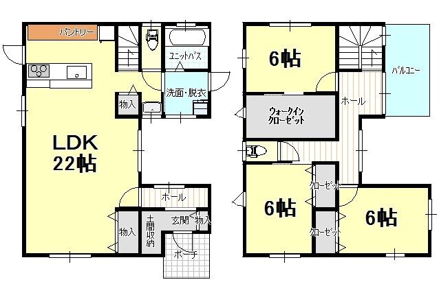 Floor plan. 20.8 million yen, 3LDK, Land area 165.29 sq m , Building area 112.66 sq m