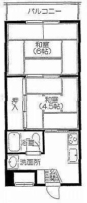 Floor plan. 2DK, Price 4.5 million yen, Occupied area 26.47 sq m , Balcony area 4.32 sq m