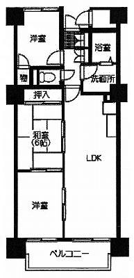 Floor plan. 3LDK, Price 9.5 million yen, Occupied area 64.69 sq m , Balcony area 7.29 sq m