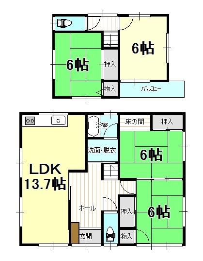 Floor plan. 10.8 million yen, 4LDK, Land area 133.19 sq m , Building area 84.78 sq m
