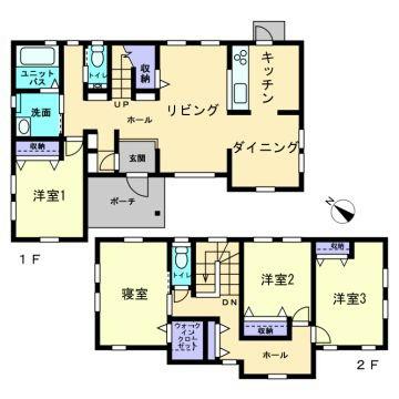 Floor plan. 23,900,000 yen, 4LDK, Land area 202.6 sq m , The building area 110.54 sq m southwest surface 4 is taken between bright that the room was arranged