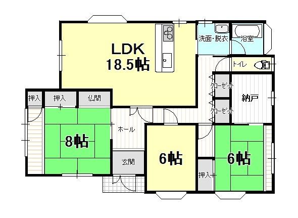 Floor plan. 13.5 million yen, 3LDK, Land area 597 sq m , Building area 116.66 sq m