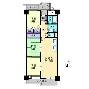 Floor plan. 3LDK, Price 9.8 million yen, We have changed the occupied area 74.93 sq m south Japanese-style Western-style