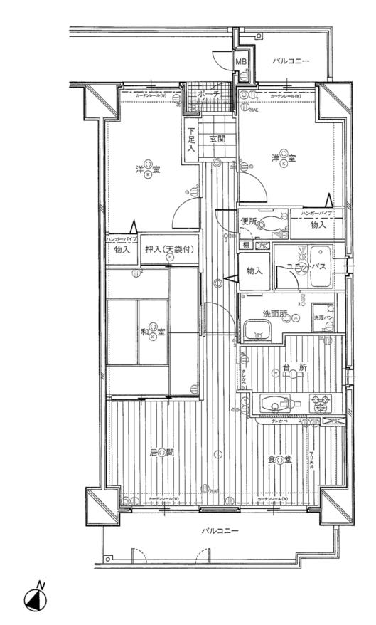 Floor plan. 3LDK, Price 16,900,000 yen, Occupied area 75.94 sq m , Balcony area 12.43 sq m