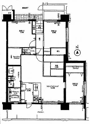 Floor plan. 4LDK, Price 28 million yen, Occupied area 90.25 sq m , Balcony area 22.64 sq m