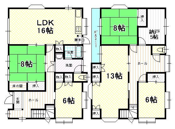 Floor plan. 18 million yen, 5LDK+S, Land area 256.29 sq m , Building area 167.57 sq m