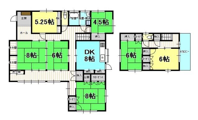 Floor plan. 30 million yen, 7DK, Land area 499.39 sq m , Building area 161.92 sq m