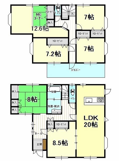 Floor plan. 26 million yen, 6LDK, Land area 187.76 sq m , Building area 167.27 sq m