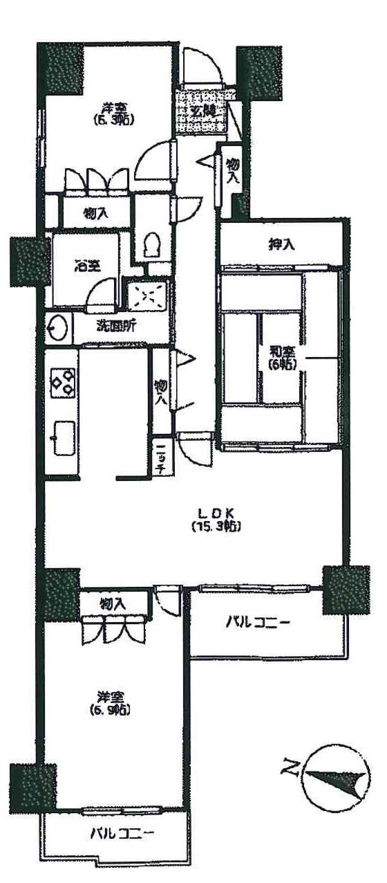 Floor plan. 3LDK, Price 10.8 million yen, Occupied area 78.78 sq m , Balcony area 7.63 sq m