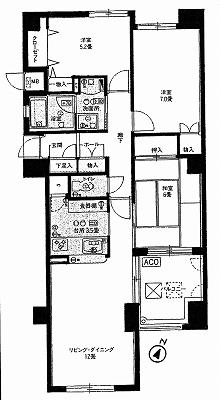 Floor plan. 3LDK, Price 14.8 million yen, Occupied area 75.11 sq m , Balcony area 7.8 sq m