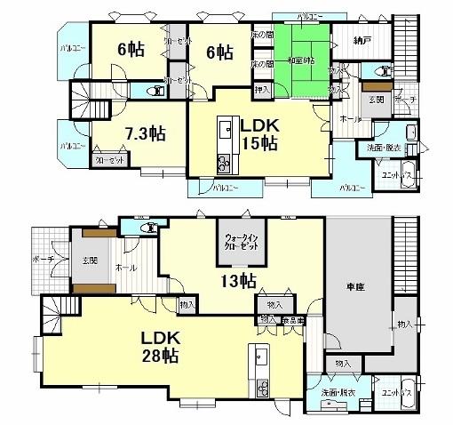 Floor plan. 37,800,000 yen, 6LDK+S, Land area 198.57 sq m , Building area 240.02 sq m