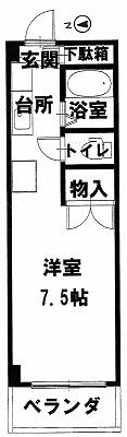 Floor plan. 1K, Price 2.9 million yen, Occupied area 22.68 sq m , Balcony area 3.02 sq m