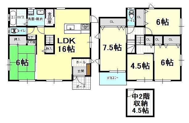 Floor plan. 20,980,000 yen, 5LDK+S, Land area 194 sq m , Building area 120.89 sq m
