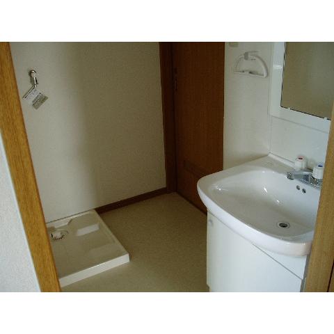 Washroom. Stand-alone is a wash basin.