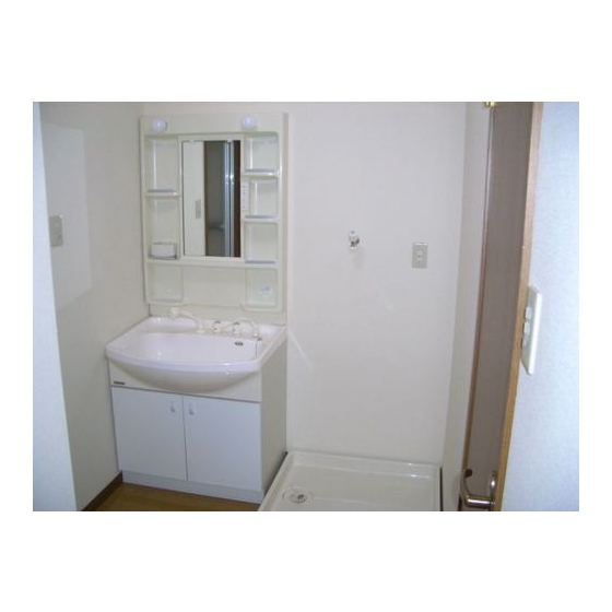 Washroom. Separate vanity, Washing machine in the room