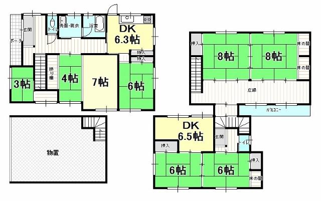 Floor plan. 23 million yen, 7DK, Land area 210.11 sq m , Building area 201.11 sq m