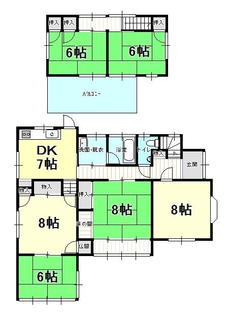 Floor plan. 21 million yen, 6DK, Land area 191.71 sq m , Building area 129.1 sq m