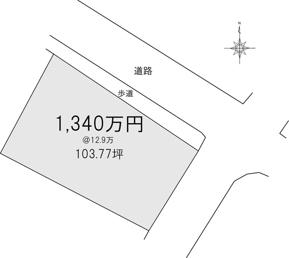 Compartment figure. Land price 13.4 million yen, Land area 343.06 sq m