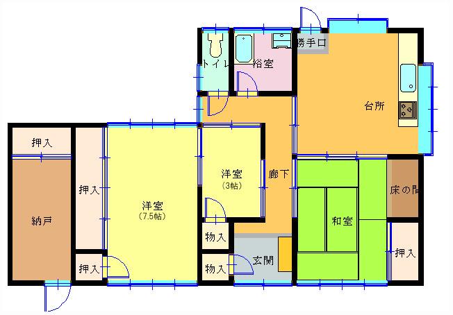 Floor plan. 8 million yen, 3DK + S (storeroom), Land area 201.24 sq m , Building area 77.9 sq m