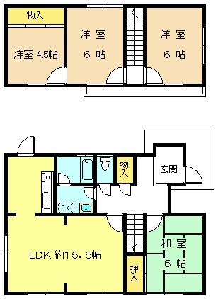 Floor plan. 13.8 million yen, 4LDK, Land area 194.61 sq m , Building area 88.6 sq m