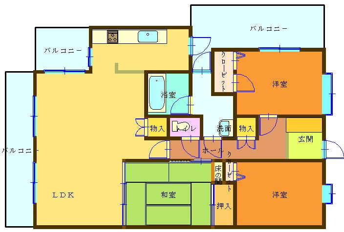 Floor plan. 3LDK, Price 13.8 million yen, Occupied area 76.32 sq m , Balcony area 25.43 sq m