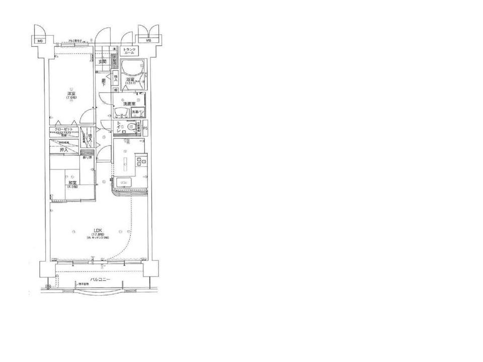 Floor plan. 2LDK, Price 11,220,000 yen, Occupied area 66.81 sq m , Balcony area 8.93 sq m