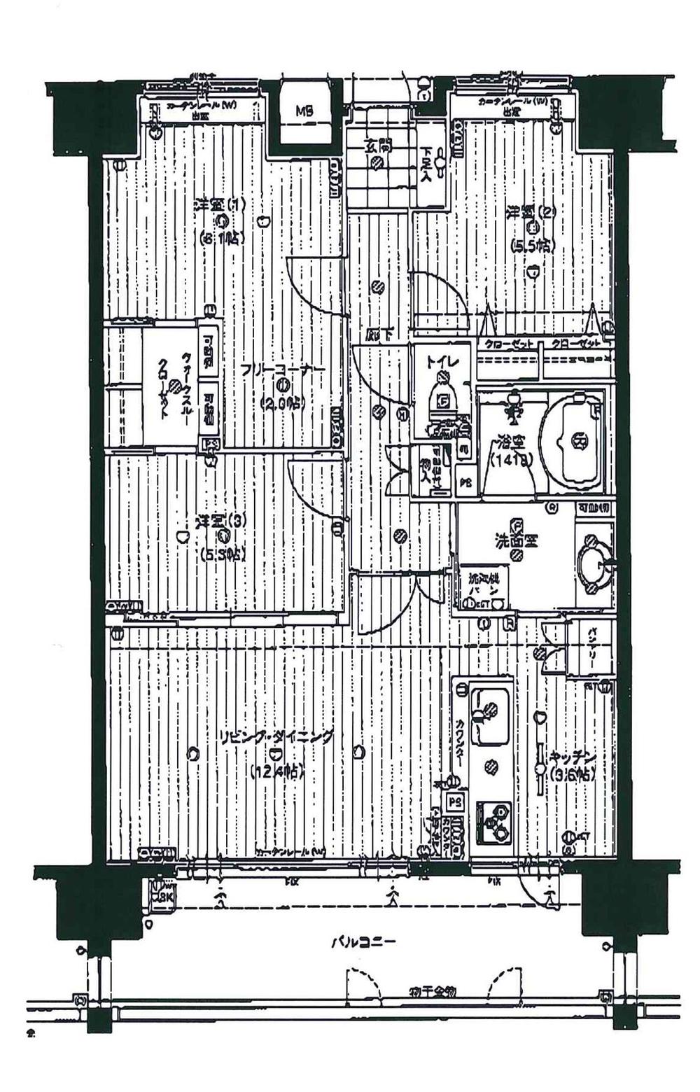 Floor plan. 3LDK, Price 18,800,000 yen, Footprint 79.3 sq m , Balcony area 15.2 sq m