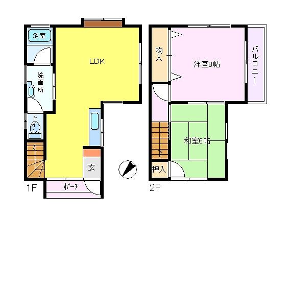 Floor plan. 9.5 million yen, 2LDK, Land area 68.94 sq m , Building area 62.93 sq m