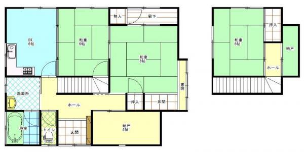 Floor plan. 12.8 million yen, 3DK+S, Land area 300 sq m , Building area 104.5 sq m