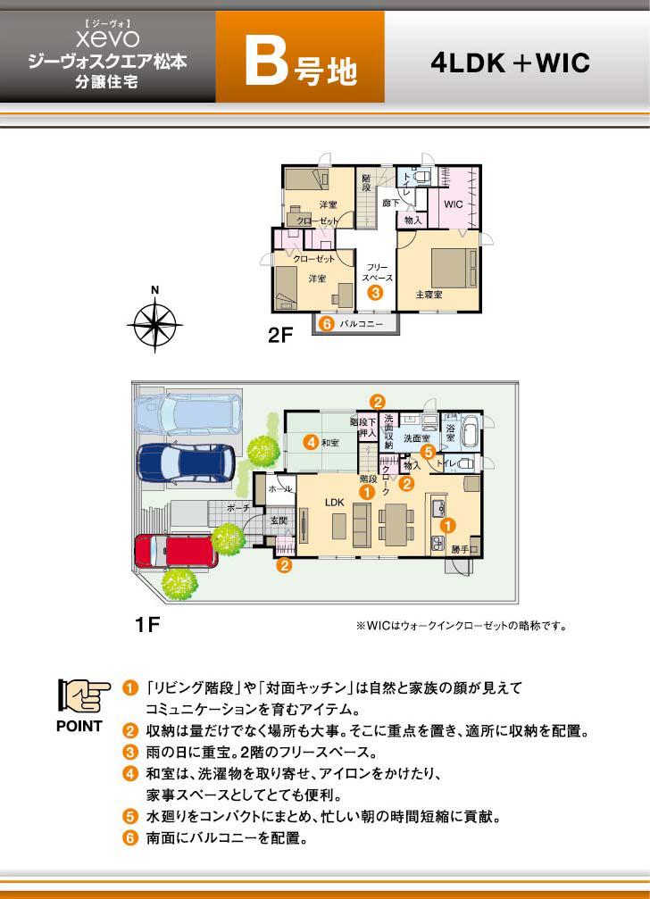 Floor plan.  [No. B land] So we have drawn on the basis of the Plan view] drawings, Plan and the outer structure ・ Planting, such as might actually differ slightly from.  Also, furniture ・ The car is not included in the price.