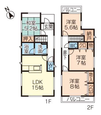 Floor plan. (1 Building), Price 18,800,000 yen, 4LDK+S, Land area 179.5 sq m , Building area 98.82 sq m