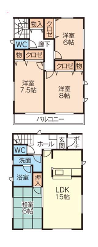 Floor plan. (Building 2), Price 20,300,000 yen, 4LDK, Land area 165.51 sq m , Building area 100.23 sq m