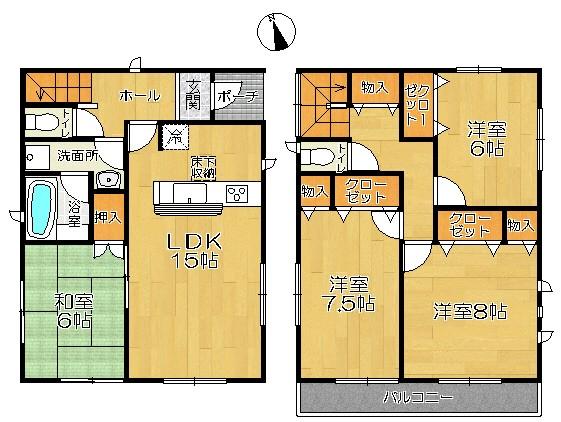 Floor plan. 20,300,000 yen, 4LDK, Land area 165.6 sq m , Building area 98 sq m