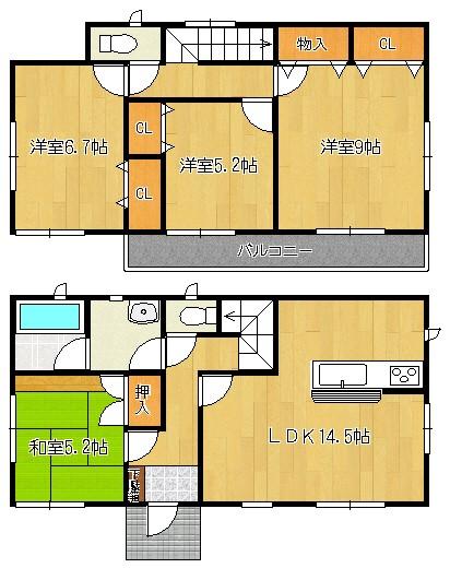 Floor plan. 16.8 million yen, 4LDK, Land area 195.72 sq m , Building area 96.38 sq m