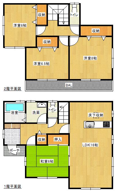 Floor plan. 19,980,000 yen, 4LDK, Land area 211.94 sq m , Building area 104.33 sq m