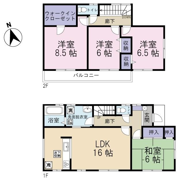 Floor plan. 18,980,000 yen, 4LDK, Land area 200.46 sq m , Building area 105.99 sq m Floor