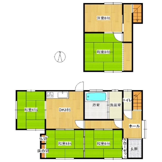Floor plan. 12.8 million yen, 5DK, Land area 209.14 sq m , Building area 97.58 sq m