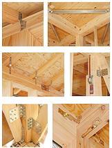 Construction ・ Construction method ・ specification. In order to increase the strength of the junction of the wooden house, use the performance certified hardware to the key point, we do devised to improve the earthquake resistance.