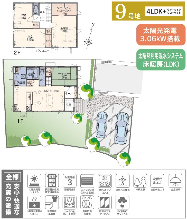 Floor plan.  [No. 9 areas] [Plan Diagram] ※ Plan and Exterior therefore are drawn with reference to the accompanying drawings ・ For planting, In fact and it may be slightly different. Also, furniture ・ Consumer electronics ・ Car, etc. are not included in the price.