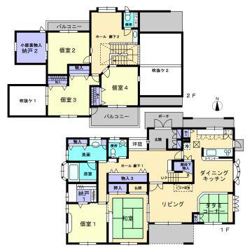 Floor plan. 43,800,000 yen, 5LDK+S, Land area 374.83 sq m , Is a floor plan of the building area 202.19 sq m storage lot (5SLDK)